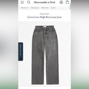 Abercrombie & Fitch Curve Love High Rise Loose Jean - Charcoal Gray